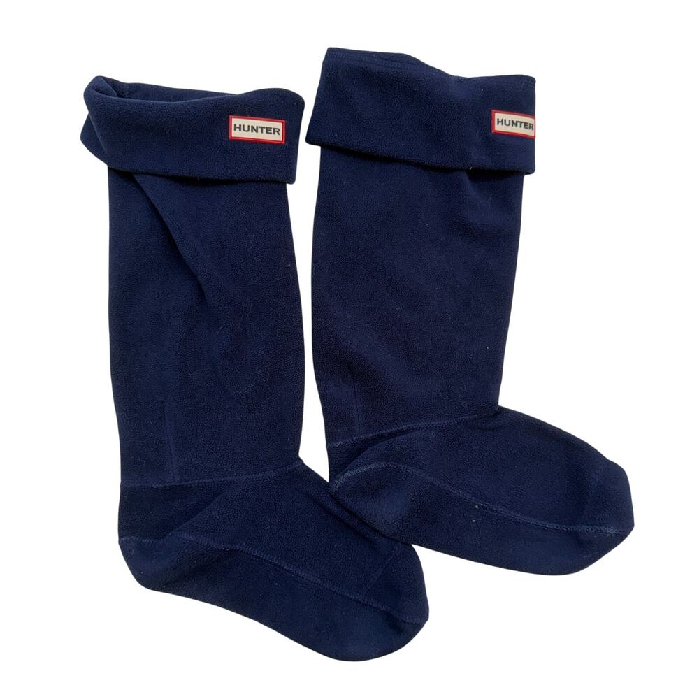 Hunter Navy Blue Fleece Boot Socks Large 8-10